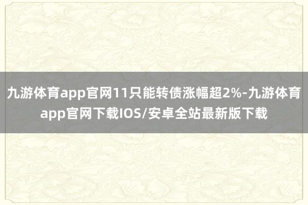 九游体育app官网11只能转债涨幅超2%-九游体育app官网下载IOS/安卓全站最新版下载