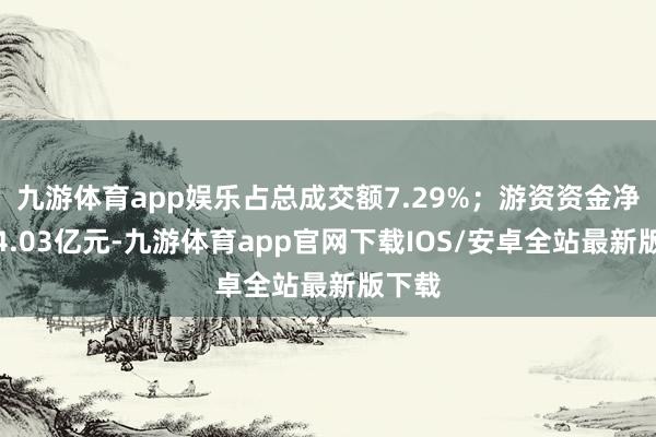 九游体育app娱乐占总成交额7.29%；游资资金净流出4.03亿元-九游体育app官网下载IOS/安卓全站最新版下载